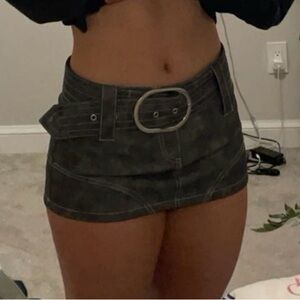 Dolls Kill Charcoal Mini Skirt with Silver Buckle